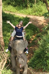 Taking an elephant ride in Chaing Mai, Thailand with my Mom + insulin pump!